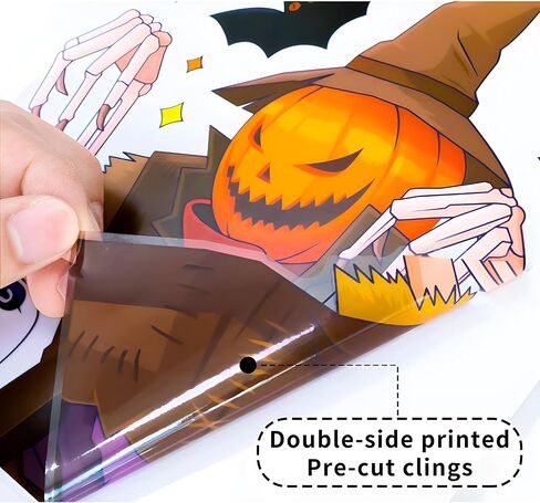 6 Sheets Halloween Window Clings, Halloween Window Sticker Decals Double Sided for Glass Windows Cute Halloween Party Decoration in Kuwait