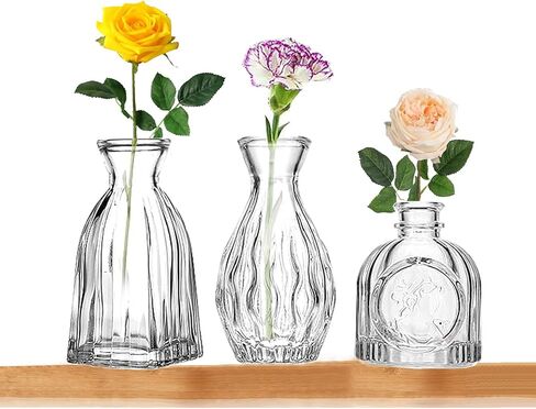 FANTESTICRYAN Glass Bud Vases Set of 3, Clear Vase for Flowers Small Glass Vase Single Flower Mini Vases Bulk for Centerpiece Wedding Table Decor, Home Decorations in Saudi Arabia