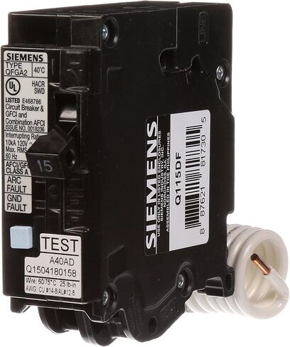 Siemens 15A & 20A 120V 1-Pole Tandem CAFCI Type QTA Circuit Breakers - Feed Two Circuits from One Breaker in Saudi Arabia