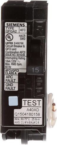 Siemens 15A & 20A 120V 1-Pole Tandem CAFCI Type QTA Circuit Breakers - Feed Two Circuits from One Breaker in Saudi Arabia