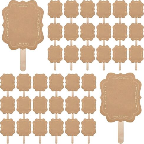 Amyhill Kraft Wedding Paper Fans Blank Handheld Church Fans and Wedding Fan Sticks with Stickers for DIY Crafting Wedding Celebration Party Favors, 8 x 6.8 Inch (20 Set) in Saudi Arabia