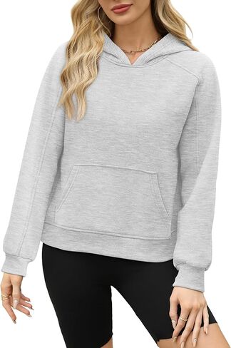 OFEEFAN Hoodies for Womens Sweatshirt Cropped Fall Fashion 2024 Outfits Trendy Fleece Pullover Long Sleeve Tops in Saudi Arabia