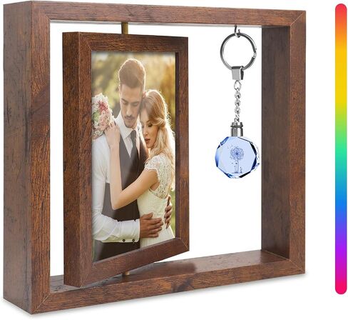 Picture Frame 4x6 - Solid Wood Picture Frames,Display Photo 3x5 inch with Mat, 4x6 inch without Mat,Photo Frames for Tabletop (Rotating frame brown) in Saudi Arabia