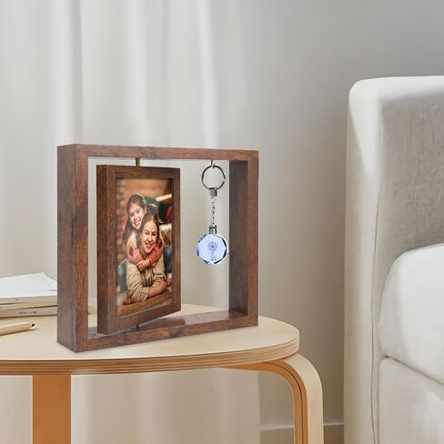 Picture Frame 4x6 - Solid Wood Picture Frames,Display Photo 3x5 inch with Mat, 4x6 inch without Mat,Photo Frames for Tabletop (Rotating frame brown) in Saudi Arabia