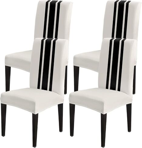 Dining Chair Slipcover, Merry Christmas Tree Leopard Red Green Black White Plaid Snowflakes Winter Chair Protector Stretch Parsons Chair Covers for Dining Room, Restaurant, Kitchen, Party, Set of 4 in Saudi Arabia