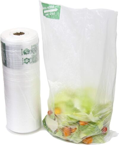 Fit Meal Prep 650 Ct 12 "x 20" لفة حقيبة إنتاج بلاستيكية كبيرة، مصنوعة في الولايات المتحدة من البولي إيثيلين عالي الكثافة، موفر لتخزين الطعام الشفاف المتين لأكياس البقالة والوجبات الخفيفة والمخبوزات والفواكه in Saudi Arabia