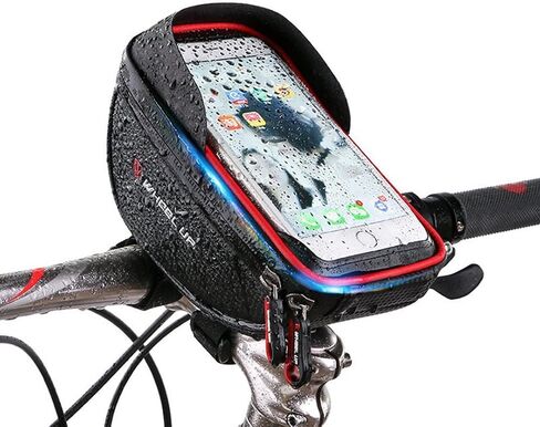 Bike Handlebar Bag, Bicycle Phone Mount, Waterproof Cycling Frame Bags Top Tube Pouch Pannier Bike Phone Holder Stand for iPhone 15 14 13 12 11 Pro Max XS XR X 8 7 Plus Samsung Smartphone Below 6.5'' in Saudi Arabia