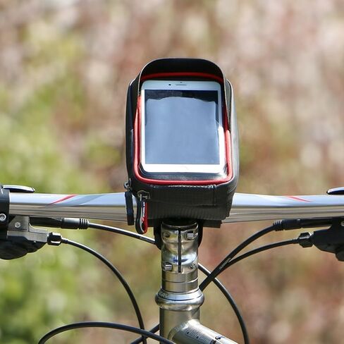 Bike Handlebar Bag, Bicycle Phone Mount, Waterproof Cycling Frame Bags Top Tube Pouch Pannier Bike Phone Holder Stand for iPhone 15 14 13 12 11 Pro Max XS XR X 8 7 Plus Samsung Smartphone Below 6.5'' in Saudi Arabia