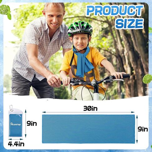 4 Pack Mini Cooling Towels (30"x9") - Kids Cooling Towel, Soft Breathable Cooling Neck Wraps with UPF 50 Sun Protection for Boys Girls Running Exercise Parent-Child Activities School Outdoor Sports in Kuwait