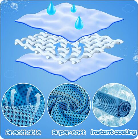 4 Pack Mini Cooling Towels (30"x9") - Kids Cooling Towel, Soft Breathable Cooling Neck Wraps with UPF 50 Sun Protection for Boys Girls Running Exercise Parent-Child Activities School Outdoor Sports in Kuwait