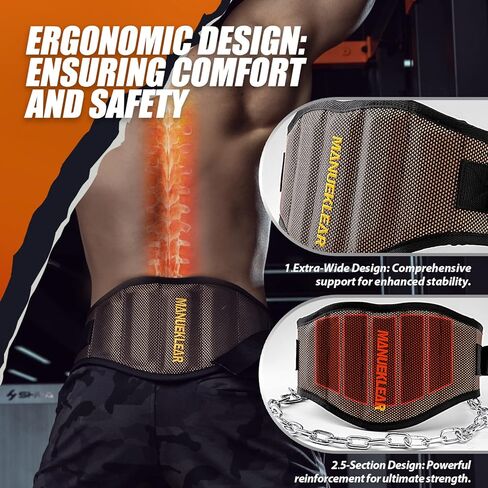 حزام غمس لرفع الأثقال من مانويكلير، 2 في 1 حزام رفع الأثقال وحزام الغمس مع سلسلة أحزمة رفع الأثقال الثقيلة للخصر في صالة الألعاب الرياضية للرجال والنساء من أجل السحب والقرفصاء والتدريب واللياقة البدنية والتمرين in Kuwait