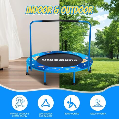 Mini Toddler Trampoline for Kids, Ages 1-6 Trampoline with Foam Handle Safety Padded Cover, Fun Gifts for Kids,Indoor Outdoor Small Rebounder for Child Boys Girls in Kuwait