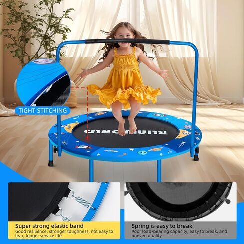 Mini Toddler Trampoline for Kids, Ages 1-6 Trampoline with Foam Handle Safety Padded Cover, Fun Gifts for Kids,Indoor Outdoor Small Rebounder for Child Boys Girls in Kuwait