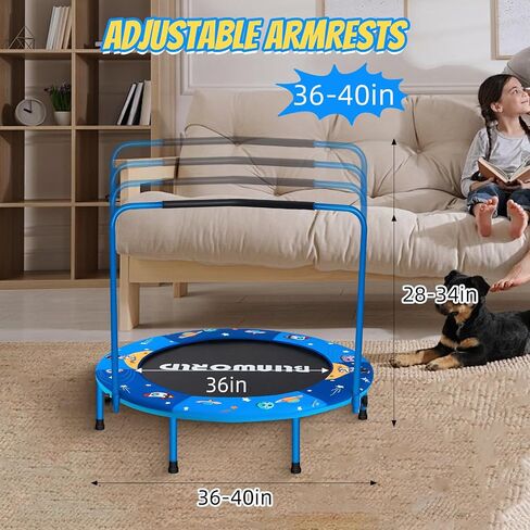 Mini Toddler Trampoline for Kids, Ages 1-6 Trampoline with Foam Handle Safety Padded Cover, Fun Gifts for Kids,Indoor Outdoor Small Rebounder for Child Boys Girls in Kuwait