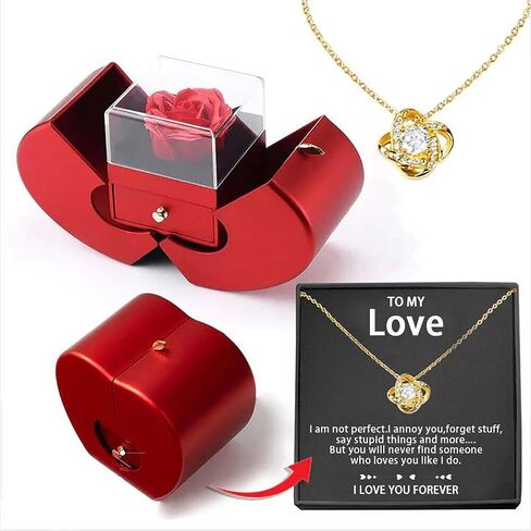 Eternal Love Rose Necklace Set in White Gold - Express Your Endless Love to Your Special Someone, Unforgettable Gift for Wife, Girlfriend, or Mom on Birthday, Anniversary, or Christmas. in Saudi Arabia