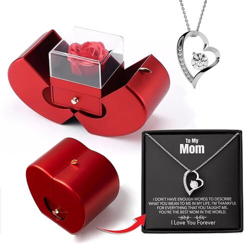 Eternal Love Rose Necklace Set in White Gold - Express Your Endless Love to Your Special Someone, Unforgettable Gift for Wife, Girlfriend, or Mom on Birthday, Anniversary, or Christmas. in Saudi Arabia