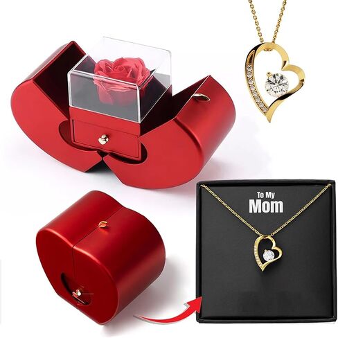 Eternal Love Rose Necklace Set in White Gold - Express Your Endless Love to Your Special Someone, Unforgettable Gift for Wife, Girlfriend, or Mom on Birthday, Anniversary, or Christmas. in Saudi Arabia
