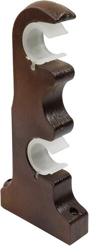 2Pcs Double Curtain Rod Brackets Wooden Curtain Rod Brackets Wall Mounted Drapery Rod Support Brackets （Red Bronze） in Saudi Arabia