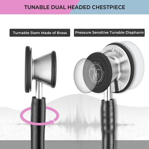 Revival Pediatric Neonatal Stainless-Steel Dual Head Stethoscope for Infant Care, Pediatricians, Neonatologist, Nurses and Medical Students with tunable Diaphragm, Latex Free tubing (Black) in Saudi Arabia