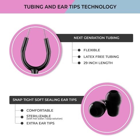 Revival Pediatric Neonatal Stainless-Steel Dual Head Stethoscope for Infant Care, Pediatricians, Neonatologist, Nurses and Medical Students with tunable Diaphragm, Latex Free tubing (Black) in Saudi Arabia
