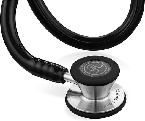 Revival Pediatric Neonatal Stainless-Steel Dual Head Stethoscope for Infant Care, Pediatricians, Neonatologist, Nurses and Medical Students with tunable Diaphragm, Latex Free tubing (Black) in Saudi Arabia