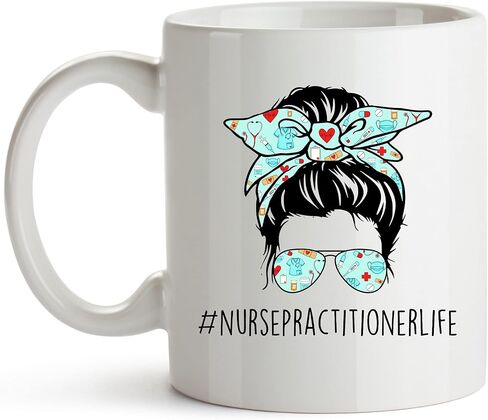 YouNique Designs Nurse Practitioner Coffee Mug, 11 Ounces, Nurse Practitioner Mugs for Women, Family Nurse Practitioner, NP Week Gifts, Psychiatric Mental Health Nurse Practitioner (Black Handle) in Saudi Arabia