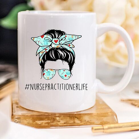 YouNique Designs Nurse Practitioner Coffee Mug, 11 Ounces, Nurse Practitioner Mugs for Women, Family Nurse Practitioner, NP Week Gifts, Psychiatric Mental Health Nurse Practitioner (Black Handle) in Saudi Arabia