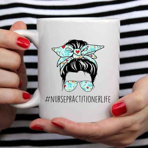 YouNique Designs Nurse Practitioner Coffee Mug, 11 Ounces, Nurse Practitioner Mugs for Women, Family Nurse Practitioner, NP Week Gifts, Psychiatric Mental Health Nurse Practitioner (Black Handle) in Saudi Arabia