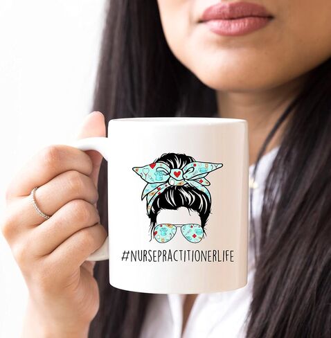 YouNique Designs Nurse Practitioner Coffee Mug, 11 Ounces, Nurse Practitioner Mugs for Women, Family Nurse Practitioner, NP Week Gifts, Psychiatric Mental Health Nurse Practitioner (Black Handle) in Saudi Arabia