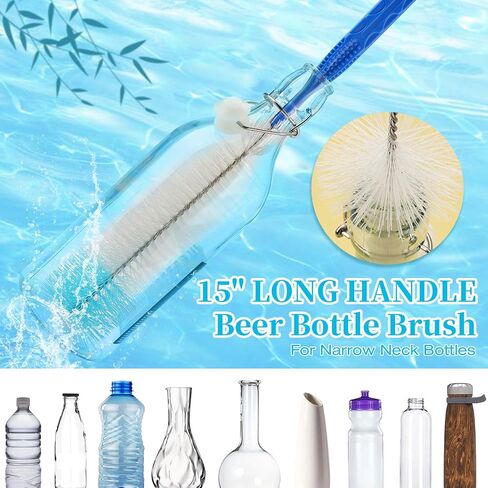 5 Pack Bottle Brush Set, 14" Stainless Steel Long Handle & 3 Straw Brushes | Flexible bottle & straw cleaner for sport water bottles, coffee mugs, cups, baby bottles; rust-proof, easy to clean in Saudi Arabia