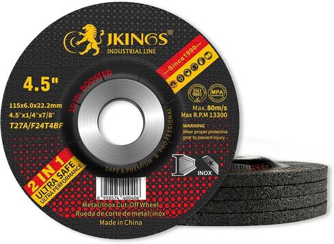 قرص طحن عالي الأداء من JKINGS مقاس 4.5 بوصة للمعادن والفولاذ المقاوم للصدأ، وسمك 0.25 بوصة، عجلة الطحن الأكثر أمانًا لمطحنة الزوايا، تصميم مركزي مضغوط (25 قطعة) in Saudi Arabia