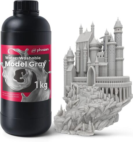 phrozen 3D Printer Water-Washable Rapid Resin, Model Gray 405nm LCD UV-Curing Photopolymer Resin for High Precision Printing, Low Odor, Non-Brittle, Easy to Print, Easy to Clean and Cure (1KG) in Saudi Arabia