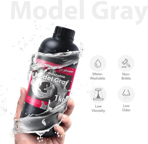 phrozen 3D Printer Water-Washable Rapid Resin, Model Gray 405nm LCD UV-Curing Photopolymer Resin for High Precision Printing, Low Odor, Non-Brittle, Easy to Print, Easy to Clean and Cure (1KG) in Saudi Arabia