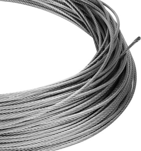 1/8 Inch x 164 Feet Wire Rope Cable, 3mm Thick 304 Stainless Steel Wire Rope, 7x19 Strands Aircraft Wire Rope for Deck Railing System, Clothesline, Garden Fence in Saudi Arabia