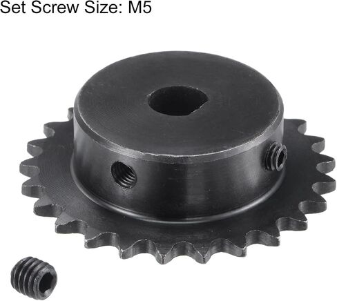 uxcell 25 Tooth Roller Sprocket B Type, 25 Chain Single Strand 1/4" Pitch, 8 x 7.5mm Bore Black Oxide C45 Carbon Steel with Set Screws for ISO 04C Chain in Saudi Arabia