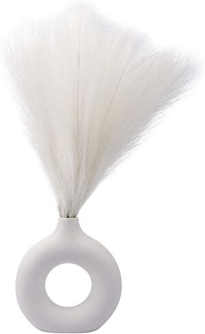 6 PCS Faux Pampas Grass 17"/44cm Artificial Fluffy Pompas Grass Fake Pampas Grass 7 Branches for Wedding Party Bedroom Boho Home Decor (007 Off-White) in Saudi Arabia