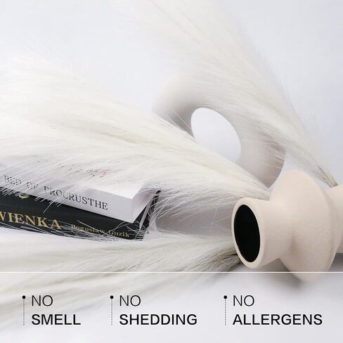 6 PCS Faux Pampas Grass 17"/44cm Artificial Fluffy Pompas Grass Fake Pampas Grass 7 Branches for Wedding Party Bedroom Boho Home Decor (007 Off-White) in Saudi Arabia