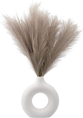 6 PCS Faux Pampas Grass 17"/44cm Artificial Fluffy Pompas Grass Fake Pampas Grass 7 Branches for Wedding Party Bedroom Boho Home Decor (007 Off-White) in Saudi Arabia