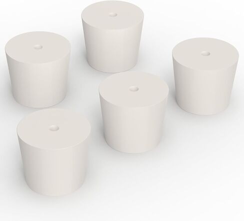 Solid Rubber Stoppers with Single Hole, Size 6#, Set of 5, Precision Tapered Lab Seal Rubber Stoppers for Air-Tight Control in Saudi Arabia