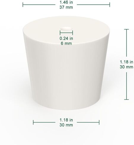 Solid Rubber Stoppers with Single Hole, Size 6#, Set of 5, Precision Tapered Lab Seal Rubber Stoppers for Air-Tight Control in Saudi Arabia