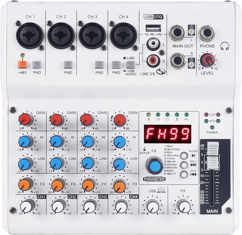 GX-06 Black 6-Channel Portable Audio Mixer with 99 Sound Effects Portable Sound Mixer Console for PC with Bluetooth USB Recording Input for Live Streaming, Podcasting, Mixer DJ Programmes in Saudi Arabia