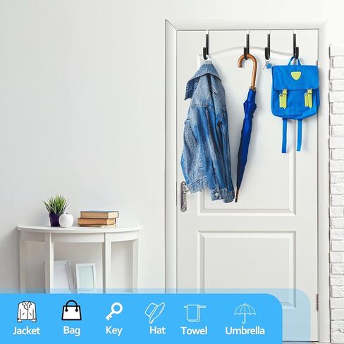 HengLiSam Over The Door Hook,Double stainless steel hook on door,4 Pack Over The Door Hooks for Bathroom, Living Room, Kitchen Hanging Clothes, Towels, Shoe Bag, Hats in Kuwait