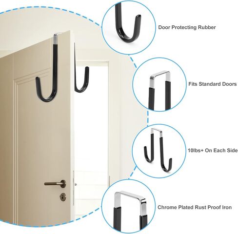 HengLiSam Over The Door Hook,Double stainless steel hook on door,4 Pack Over The Door Hooks for Bathroom, Living Room, Kitchen Hanging Clothes, Towels, Shoe Bag, Hats in Kuwait