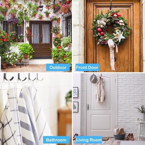 HengLiSam Over The Door Hook,Double stainless steel hook on door,4 Pack Over The Door Hooks for Bathroom, Living Room, Kitchen Hanging Clothes, Towels, Shoe Bag, Hats in Kuwait