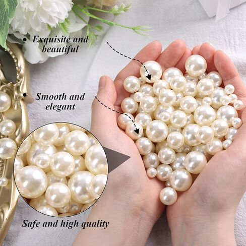 FUTUREPLUSX 250PCS Floating Beads and 5,000PCS Water Gel Beads, Vase Fillers No Hole White Vase Pearls for Centerpiece Candle Wedding Birthday Brushes Holder in Saudi Arabia
