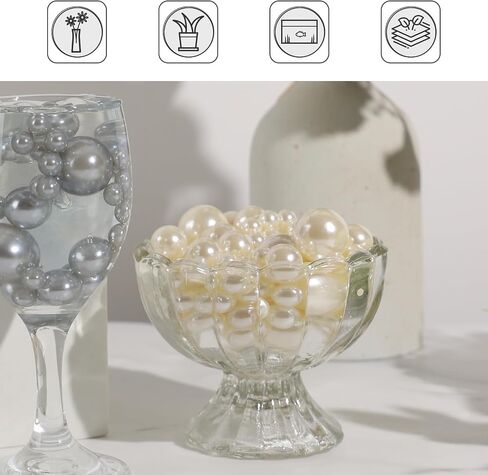FUTUREPLUSX 250PCS Floating Beads and 5,000PCS Water Gel Beads, Vase Fillers No Hole White Vase Pearls for Centerpiece Candle Wedding Birthday Brushes Holder in Saudi Arabia