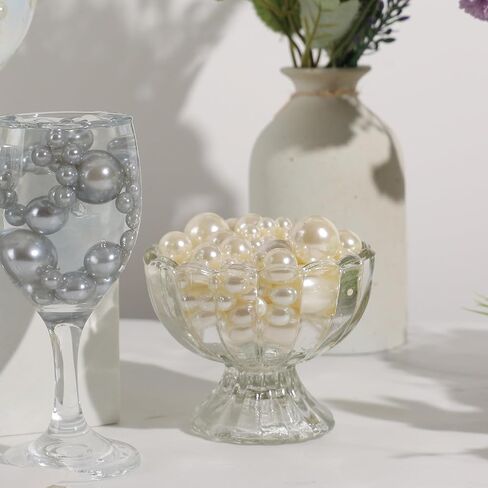 FUTUREPLUSX 250PCS Floating Beads and 5,000PCS Water Gel Beads, Vase Fillers No Hole White Vase Pearls for Centerpiece Candle Wedding Birthday Brushes Holder in Saudi Arabia