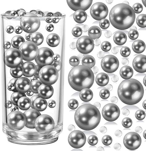 FUTUREPLUSX 250PCS Floating Beads and 5,000PCS Water Gel Beads, Vase Fillers No Hole White Vase Pearls for Centerpiece Candle Wedding Birthday Brushes Holder in Saudi Arabia