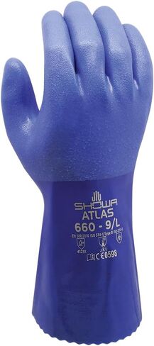 SHOWA Atlas 300 Natural Latex Palm Coated General Purpose Work Glove, Blue, Large (Pack of 12 Pair) in Saudi Arabia