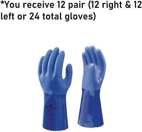 SHOWA Atlas 300 Natural Latex Palm Coated General Purpose Work Glove, Blue, Large (Pack of 12 Pair) in Saudi Arabia